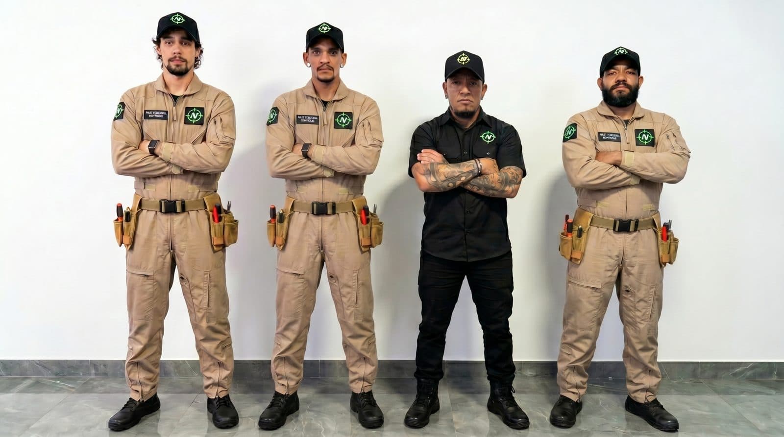 Equipe da A7 Dedetizadora uniformizada e equipada